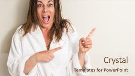  Presentation with finger - PPT theme with mouth wash - beautiful middle age woman wet background and a  colored foreground