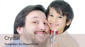  Presentation with mouth wash - Slide deck consisting of mouth wash - father teaching his son how background and a  colored foreground