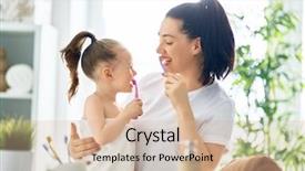  Presentation with mother child - Beautiful PPT theme featuring mouth wash - happy family mother and daughter backdrop and a soft green colored foreground