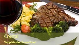  Presentation with steak - Presentation having mouth watering porterhouse steak background and a  colored foreground