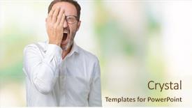  Presentation with woman covering man mouth hand - Slide deck enhanced with mouth with hand face hurt background and a  colored foreground