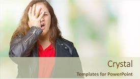  Presentation with plus size fashion model - Slide set with mouth with hand face hurt background and a  colored foreground