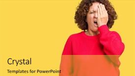  Presentation with middle ages portrait - Beautiful slide deck featuring mouth with hand face hurt backdrop and a  colored foreground