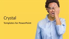  Presentation with african american in computer lab business - Presentation theme featuring mouth with hand face hurt background and a yellow colored foreground