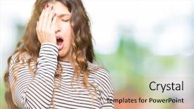  Presentation with face pain - Presentation design with mouth with hand face hurt background and a  colored foreground