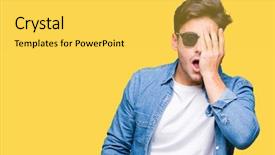  Presentation with hand wrist pain - PPT theme having mouth with hand face hurt background and a  colored foreground