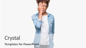  Presentation with eye african american models - Audience pleasing presentation design consisting of mouth with hand face hurts backdrop and a white colored foreground