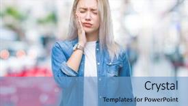  Presentation with woman praying over bible - Amazing presentation theme having mouth with hand with pain backdrop and a light blue colored foreground