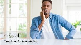  Presentation with teeth pain - Presentation design featuring mouth with hand with pain background and a  colored foreground