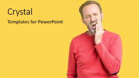  Presentation with illness - Audience pleasing presentation theme consisting of mouth with hand with pain backdrop and a yellow colored foreground