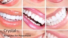  Presentation with mouth - PPT layouts consisting of mouth with healthy teeth collage background and a coral colored foreground
