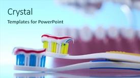  Presentation with health care law - PPT theme featuring mouthwash - dental health care objects background and a cool aqua colored foreground