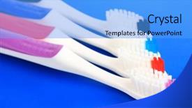  Presentation with bacteria on tooth - Audience pleasing PPT theme consisting of mouthwash - tooth-brushes on blue background backdrop and a light blue colored foreground