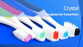  Presentation with small tooth - Slide set consisting of mouthwash - tooth-brushes on blue background background and a cobalt blue colored foreground