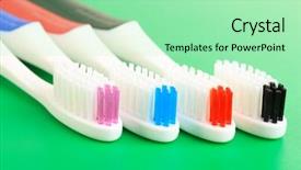  Presentation with green - Slide deck enhanced with mouthwash - tooth-brushes on green background background and a mint green colored foreground