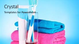  Presentation with tooth paste - Audience pleasing slide set consisting of mouthwash - tooth-paste and brush on blue backdrop and a arctic colored foreground