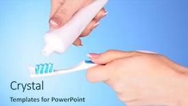  Presentation with tooth paste - Colorful PPT layouts enhanced with mouthwash - tooth-paste and brush backdrop and a sky blue colored foreground