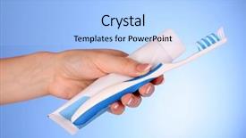  Presentation with tooth brush - Amazing slides having mouthwash - tooth-paste and brush backdrop and a light blue colored foreground