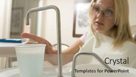  Presentation with exam - Beautiful presentation theme featuring mouthwash - woman in dental exam room backdrop and a mint green colored foreground