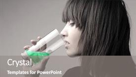  Presentation with medicine - Presentation theme having mouthwash - young woman drinking a medicine background and a gray colored foreground