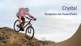  Presentation with cyclist - Presentation featuring mouvement - cyclist in red jacket riding background and a sky blue colored foreground