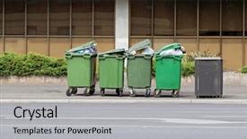  Presentation with color full - Slides having movable pollution - group of over filled wheelie background and a light gray colored foreground