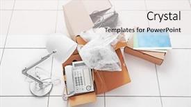  Presentation with new office - Amazing theme having move concept unpacking cardboard boxes backdrop and a white colored foreground