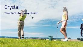  Presentation with golf driving range - PPT layouts consisting of move for striking during golf background and a sky blue colored foreground
