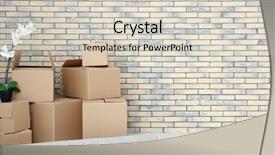  Presentation with boxes - Cool new PPT theme with move house concept carton boxes backdrop and a soft green colored foreground