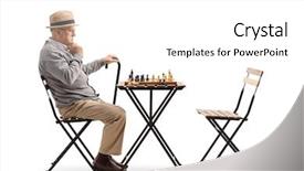  Presentation with siblings playing chess - Cool new presentation with move isolated on white background backdrop and a white colored foreground