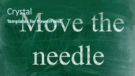  Presentation with needle - PPT theme having move-the-needle-business-phrase background and a ocean colored foreground