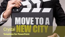  Presentation with new york city subway station - Amazing slide set having move to a new city backdrop and a tawny brown colored foreground