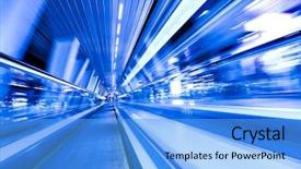  Presentation with movement - PPT theme having movement of diminishing hallway escalator background and a light blue colored foreground