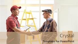  Presentation with shaking hands - Presentation consisting of mover-shaking-hands background and a coral colored foreground