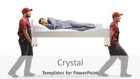  Presentation with bed - Amazing PPT theme having movers-carrying-a-bed backdrop and a white colored foreground