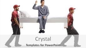 Presentation with bed - Amazing slide deck having movers-carrying-a-single-bed backdrop and a white colored foreground