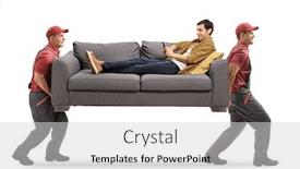  Presentation with phone - Presentation consisting of movers-carrying-a-sofa background and a light gray colored foreground