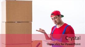  Presentation with worker abuse - Amazing slide deck having movers packers - contractor worker moving boxes backdrop and a red colored foreground