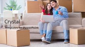  Presentation with moving - PPT layouts having movers packers - young pair moving background and a mint green colored foreground