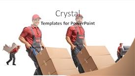  Presentation with boxes - Slide deck enhanced with movers-pushing-cardboard-boxes-isolated background and a white colored foreground