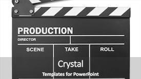  Presentation with movie - Slide deck featuring movie - clapper board on white background background and a dark gray colored foreground