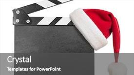  Presentation with clapper - Presentation design enhanced with movie - clapper board with santa's hat background and a dark gray colored foreground