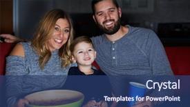  Presentation with television watching - Slide set enhanced with movie - family sitting on sofa watching background and a ocean colored foreground