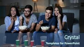  Presentation with friends - Slide deck consisting of movie - friends watching tv in evening background and a ocean colored foreground