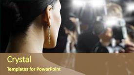  Presentation with film - Colorful PPT theme enhanced with movie - photographers are taking a picture backdrop and a coral colored foreground