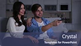  Presentation with catholic couple silhouette of young - Colorful slide deck enhanced with movie - young couple watching tv backdrop and a ocean colored foreground