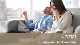  Presentation with movie - Presentation theme featuring movie - young couple watching tv background and a gray colored foreground
