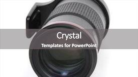  Presentation with illustration of a camera lens - Amazing presentation theme having movie accessories - macro camera lens backdrop and a  colored foreground