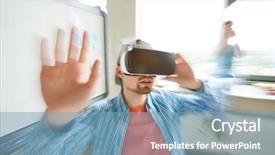  Presentation with digital university - PPT theme enhanced with movie and gesturing while learning background and a teal colored foreground