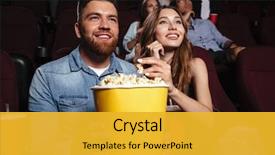  Presentation with movie popcorn - Slide set featuring movie at the cinema background and a gold colored foreground